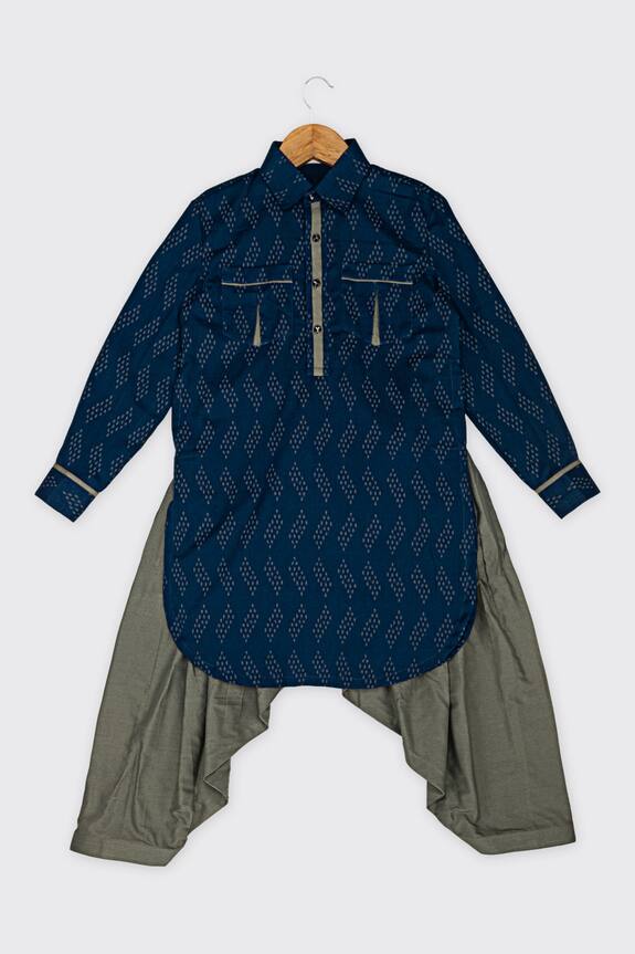 Minikin Printed Pathani Kurta Set
