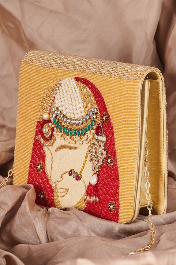 The Purple Sack Dulhan Motif Clutch With Sling
