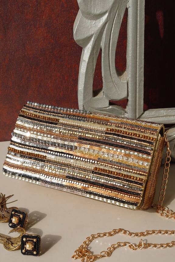 The Purple Sack Narmadaa Embellished Clutch With Sling