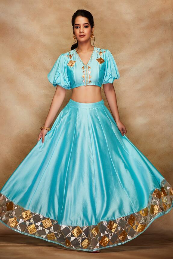 Gulabo by Abu Sandeep Net Bordered Gota Lehenga