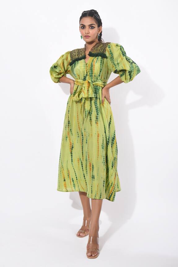 K.Anshika Chanderi Shibori Dress