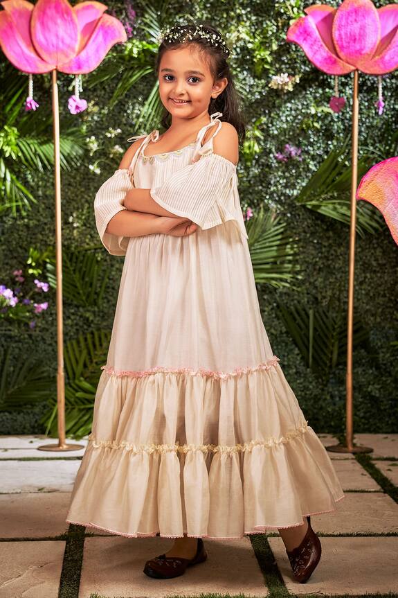 Little Luxury Chanderi Ruffle Maxi Dress