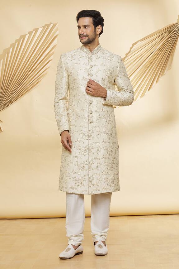 Nero by Shaifali and Satya Floral Embroidered Sherwani Set