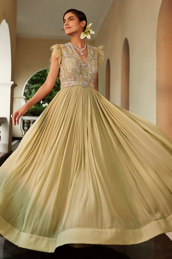 Awigna Shehnaaz Embroidered Gown With Dupatta