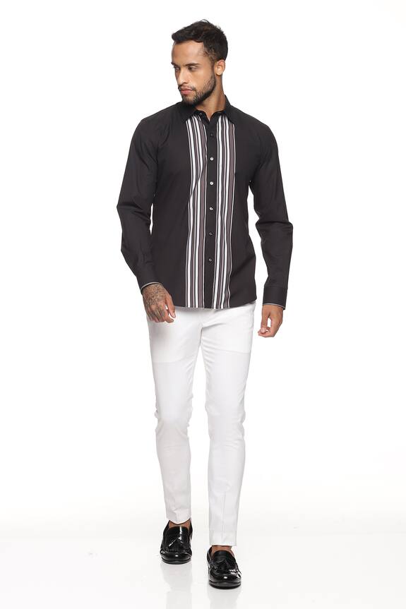 Paresh Lamba Cotton Stripe Print Shirt