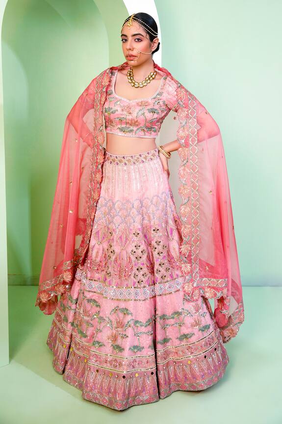 LAXMISHRIALI Lotus Embroidered Lehenga Set