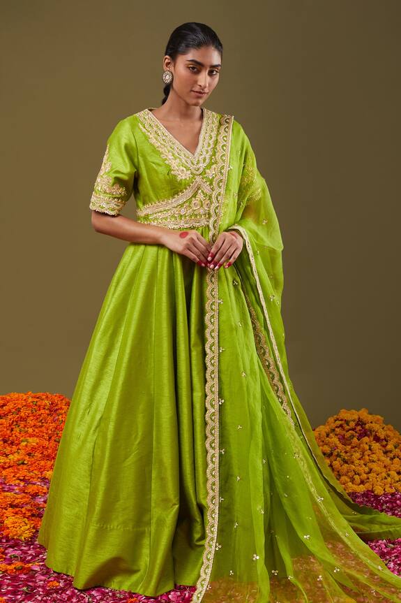 Preeti S Kapoor Floral Embroidered Anarkali Set