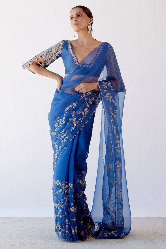 Devnaagri Embroidered Saree With Blouse