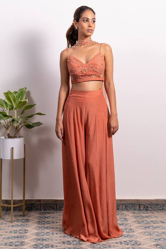 Silky Bindra Embroidered Bustier & Palazzo Set
