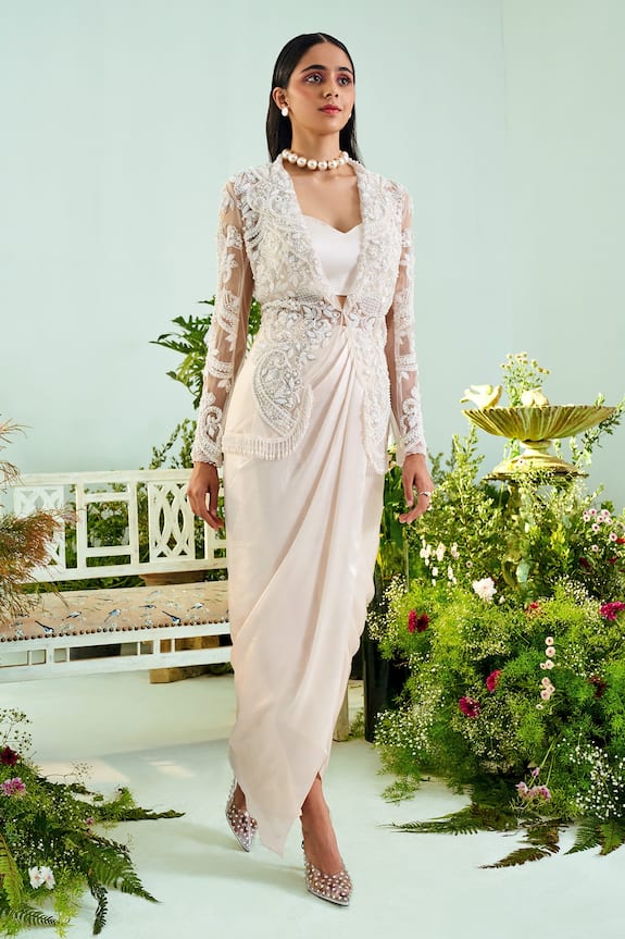 Mani Bhatia Olivia Embroidered Jacket & Skirt Set