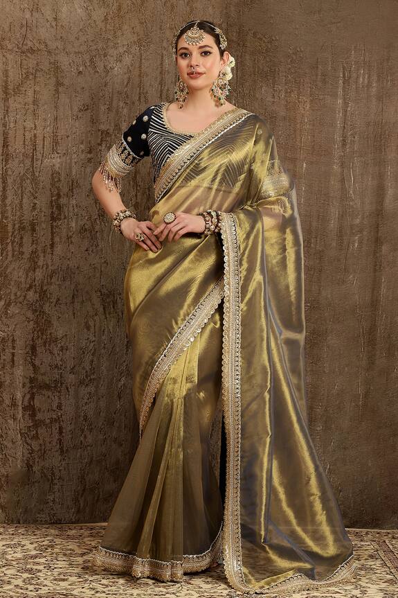 Shikhar Sharma Woven Shimmer Saree With Raw Silk Blouse