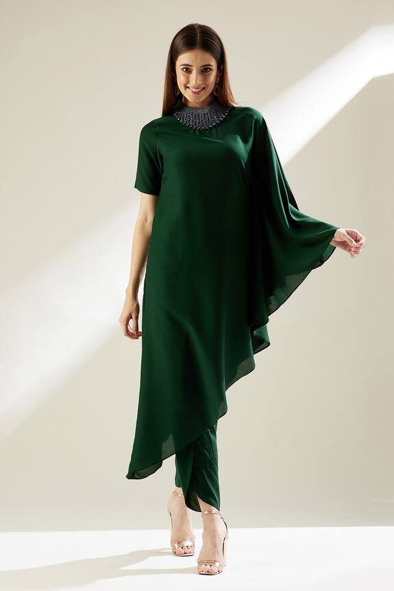 Aakaar Crystal Embellished Tunic & Draped Pant Set