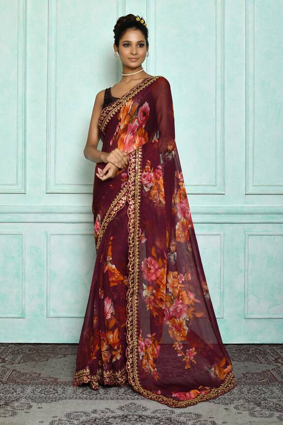 Nazaakat by Samara Singh Floral Print Saree