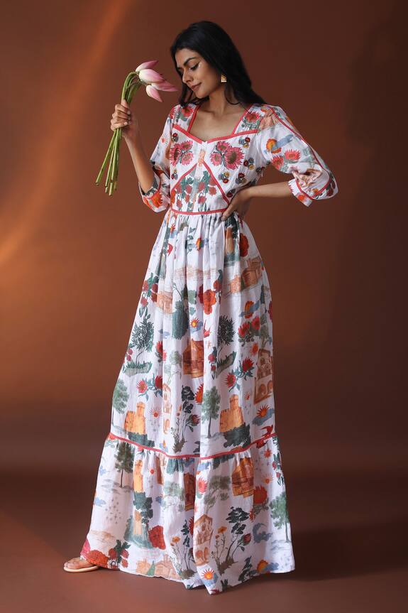 Pozruh by Aiman Elara Floral Print Maxi Dress