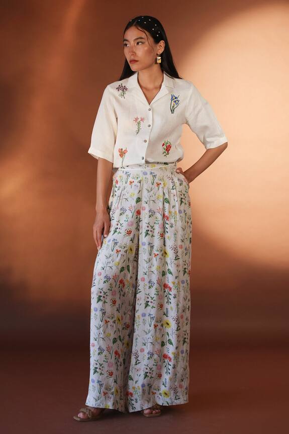 Pozruh by Aiman Alpha Floral Embroidered Shirt