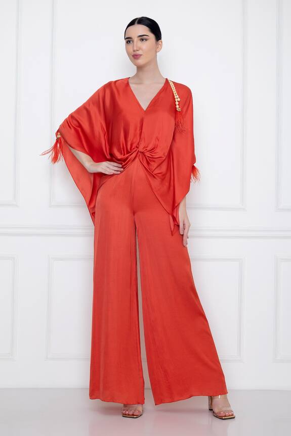 Dilnaz Karbhary Front Twist Kaftan Top With Jumpsuit