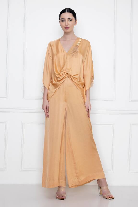 Dilnaz Karbhary Front Twist Kaftan Top With Jumpsuit