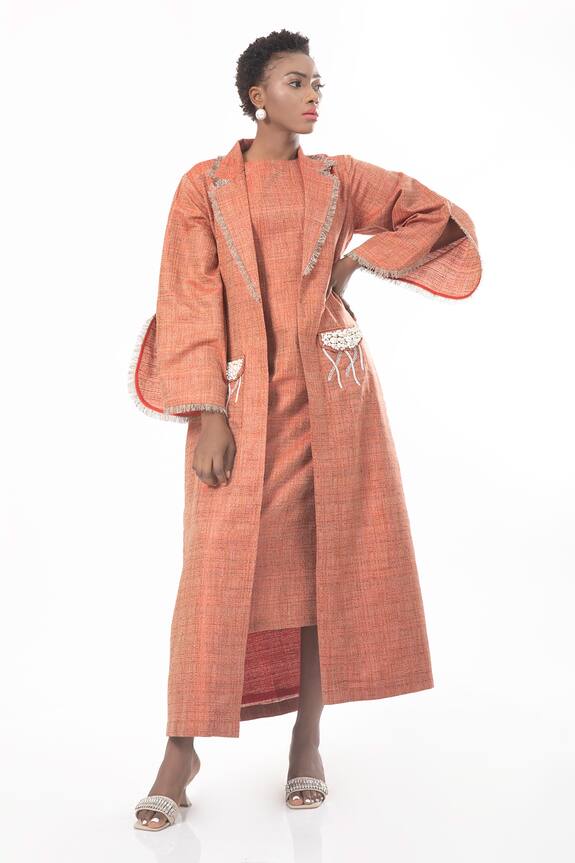 House of THL Rihana Frayed Jacket Abaya With Dress