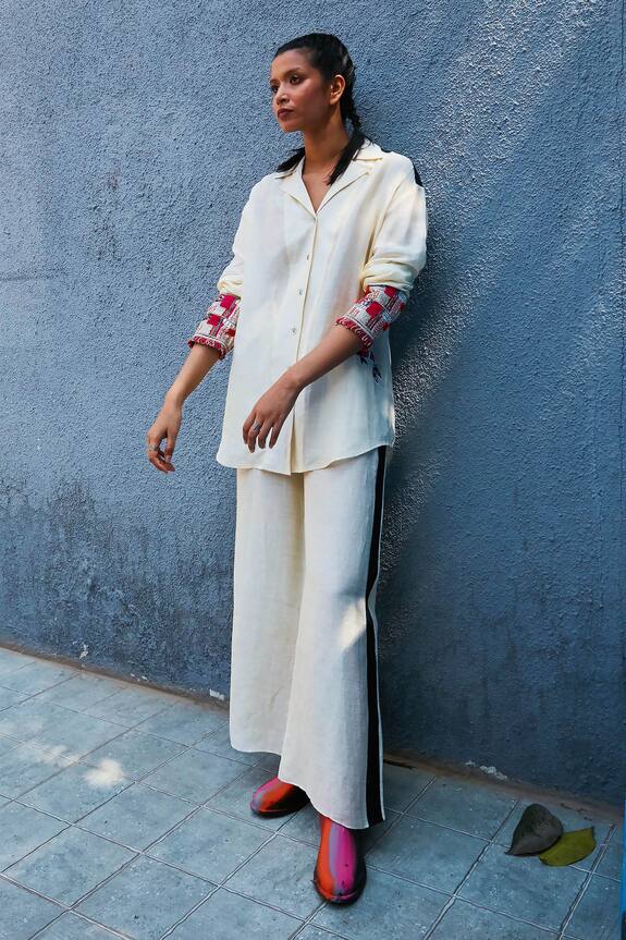 SVA by Sonam & Paras Modi Linen Placement Embroidered Shirt & Pant Set
