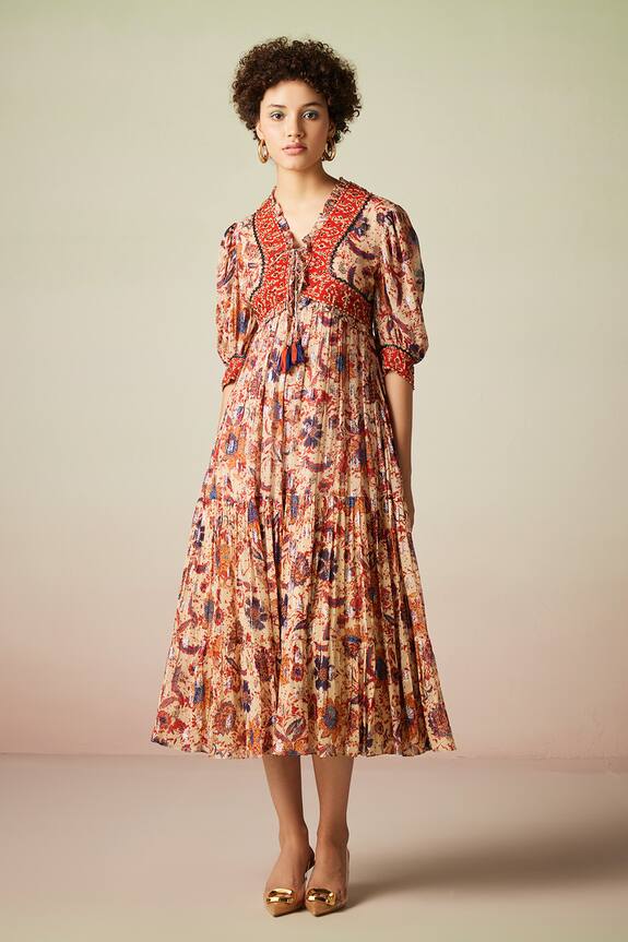 Verb by Pallavi Singhee Vintage Floral Print Dress
