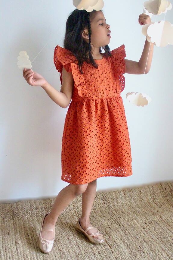 Charkhee Cotton Schiffli Pattern Dress