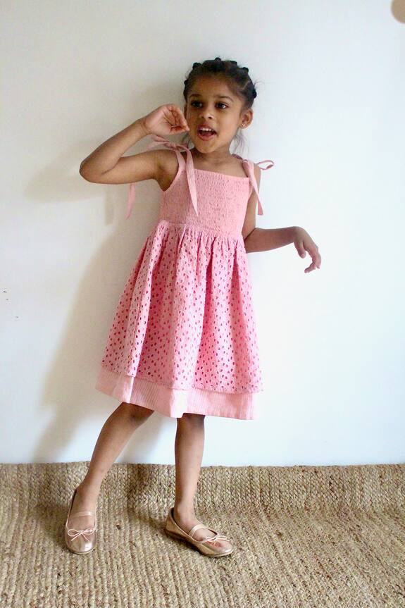 Charkhee Schiffli Pattern Cotton Dress