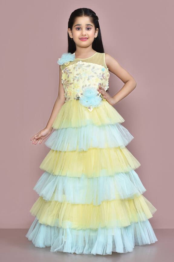 Samyukta Singhania Floral Embroidered Tiered Gown