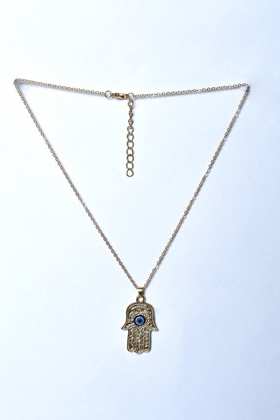 Aryavir Malhotra Carved Hamsa Hand Pendant Necklace