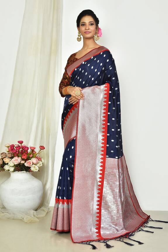 Nazaakat by Samara Singh Polka Dot Woven Saree With Running Blouse