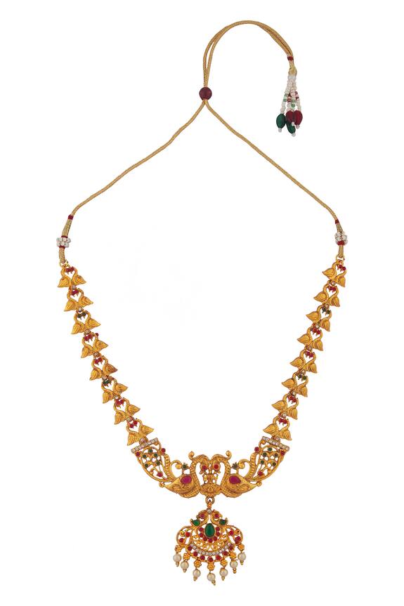 Nayaab by Aleezeh Peacock Encrusted Pendant Necklace