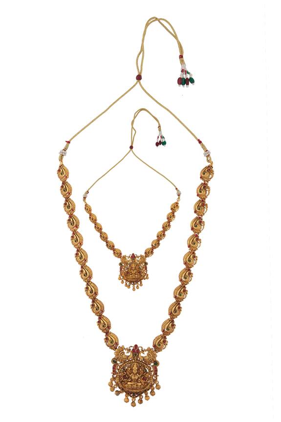 Nayaab by Aleezeh Goddess Laxmi Carved Pendant Necklace