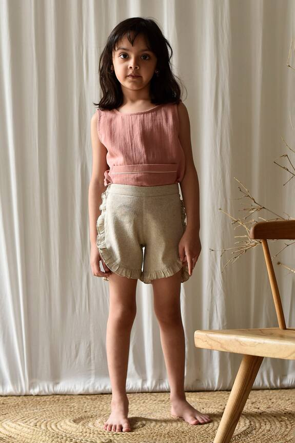Kharakapas Oatmeal Frill Shorts
