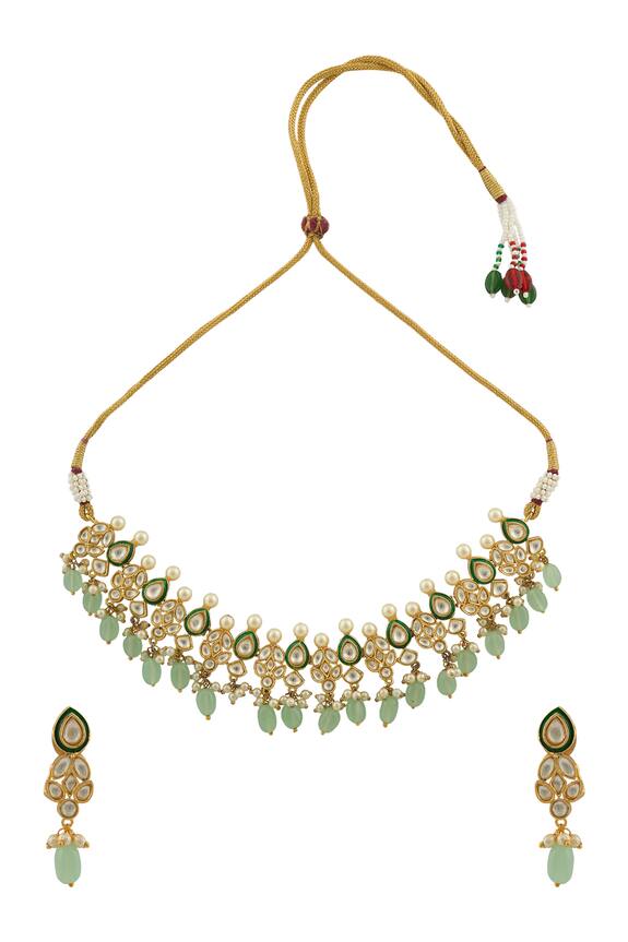 Nepra by Neha Goel Floral Pattern Choker Necklace With Earrings