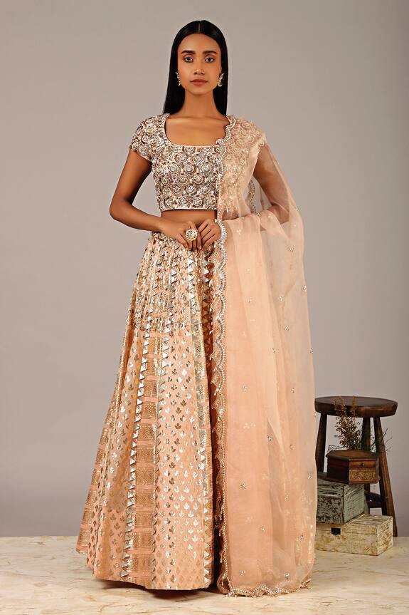 Nidhika Shekhar Silk Chanderi Brocade Lehenga Set