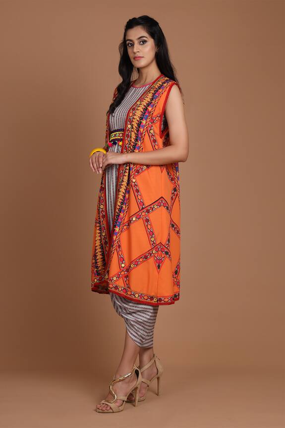 Preeti S Kapoor Printed Draped Dress with Cape