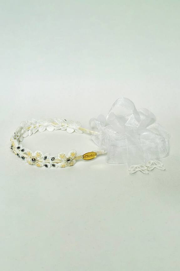 Choko Floral Beads Lace Tie Down Hairband