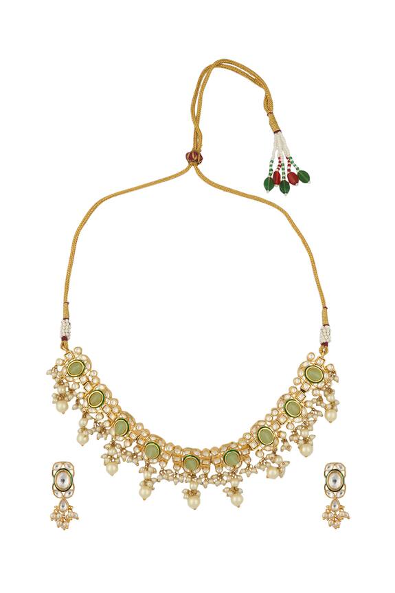 Nepra by Neha Goel Kundan Embellished Choker Necklace With Earrings