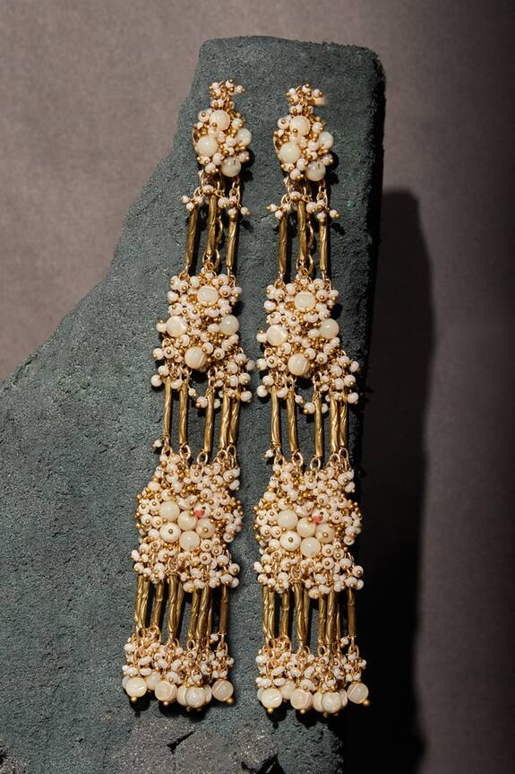 House of D'oro Aeshma Stone Long Earrings