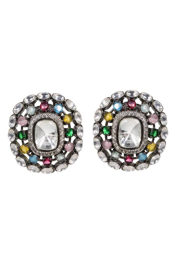 Tizora Contrast Stone Embellished Stud Earrings