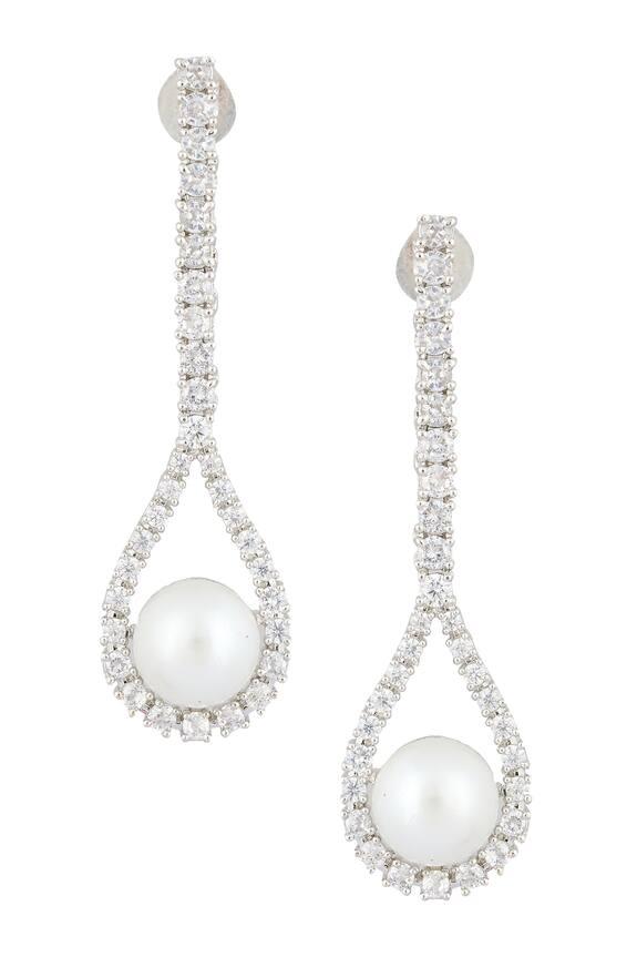 Nepra by Neha Goel Marquise Zircon & Pearl Embellished Earrings