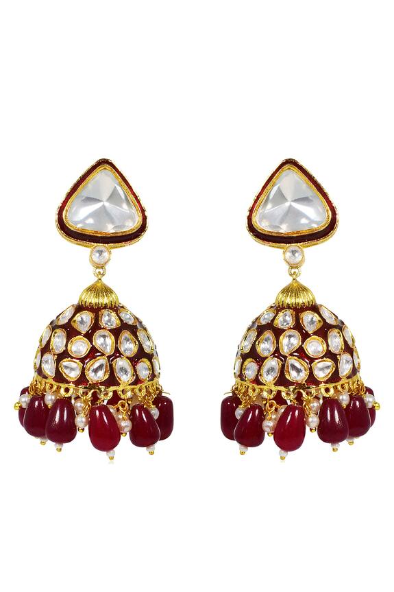 Tizora Meenakari Kundan Jhumkas
