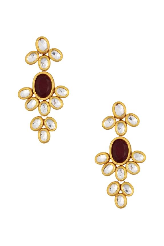 Posh by Rathore Gold plated floral kundan necklace & earrings