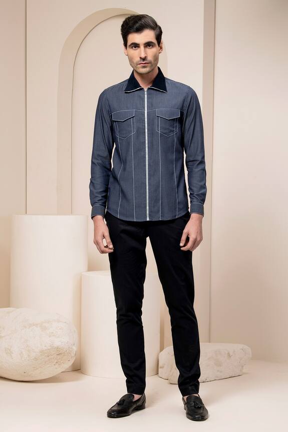 Abkasa Striped Zipper Shirt