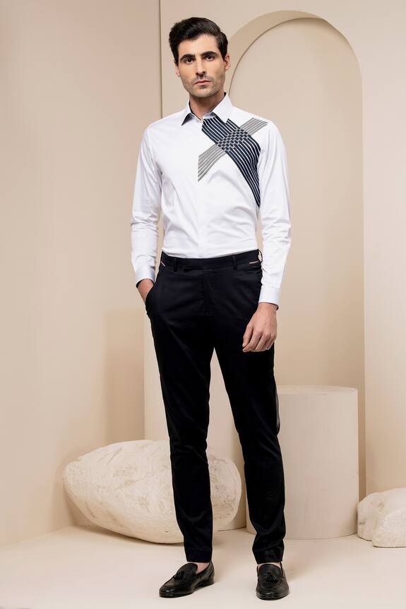 Abkasa Hatch Work Embroidered Shirt