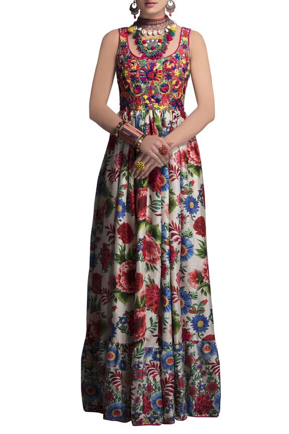 Payal Jain Chanderi Floral Embroidered Gown