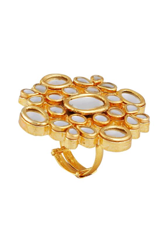 Posh by Rathore Oversized kundan statement ring
