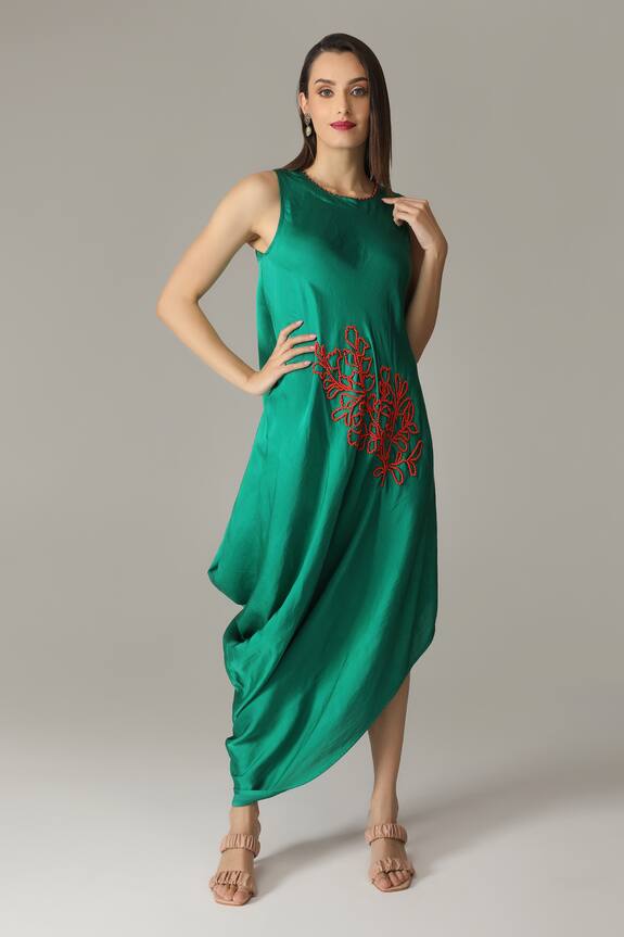 ANEEHKA Placement Bead Embroidered Dress