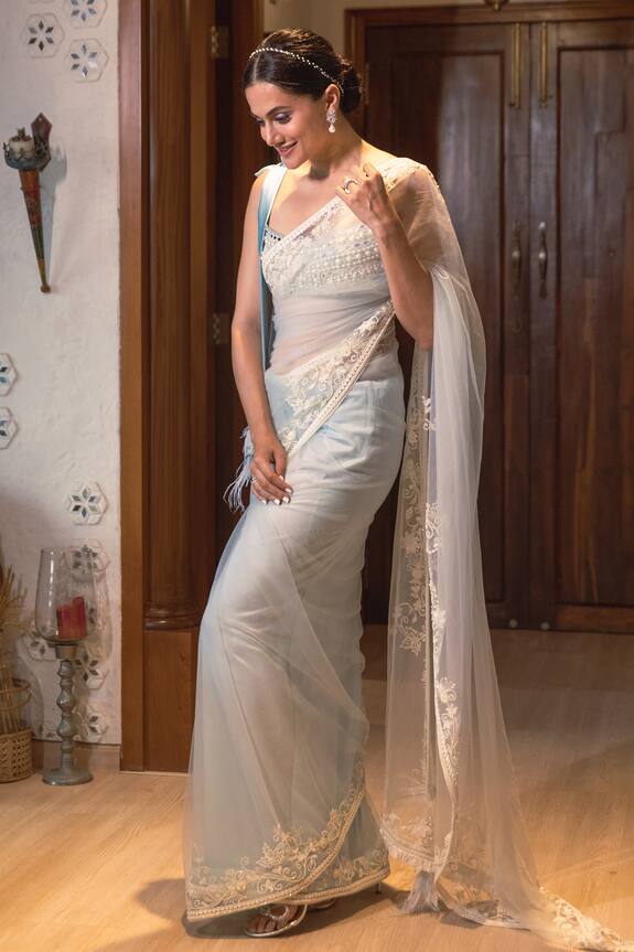 Dilnaz Karbhary Floral Embroidered Border Saree