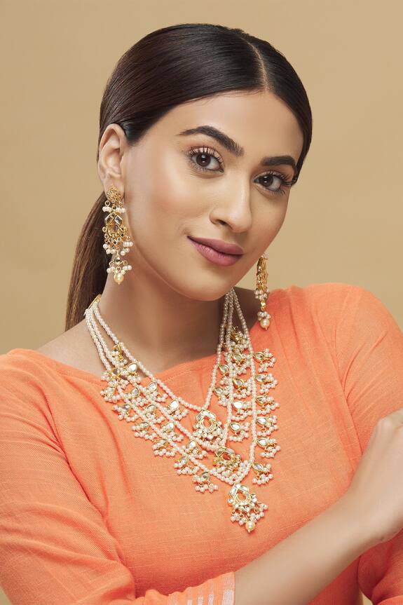 Posh by Rathore Kundan Layered Pendant Necklace Set 
