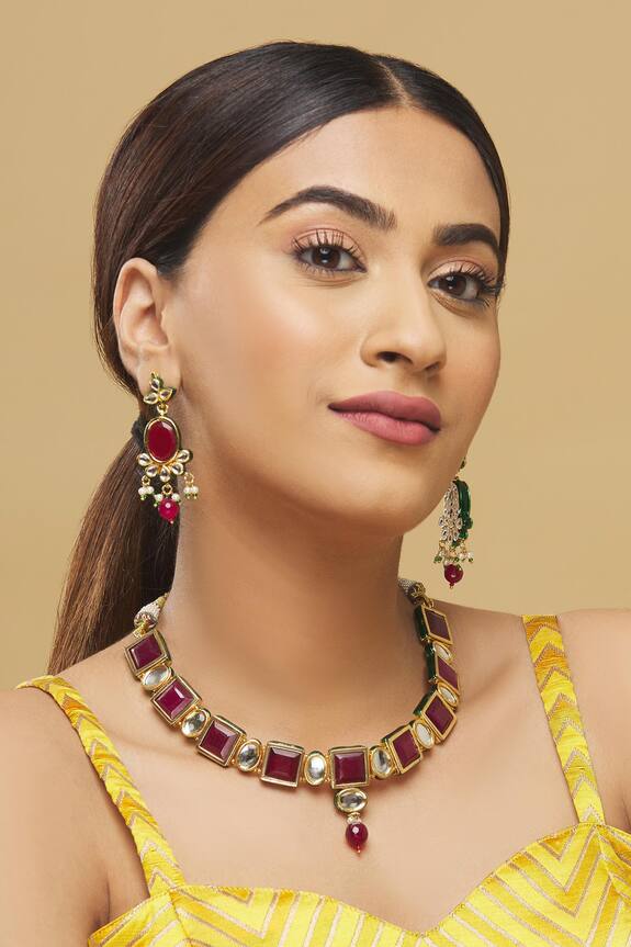 Posh by Rathore Kundan Geometric Necklace Set 